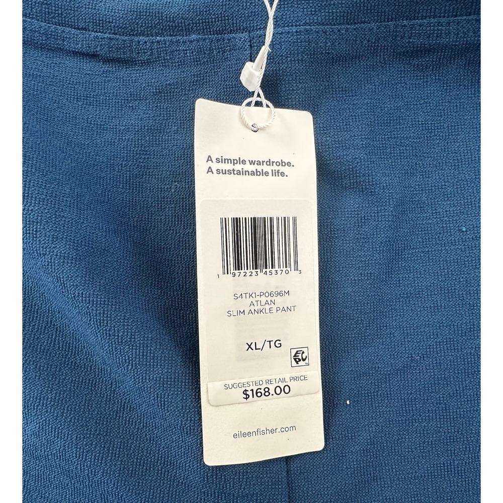 NEW Eileen Fisher Slim Washable Crepe Ankle Pants Blue Atlan Career Size XL NWT - Picture 3 of 11